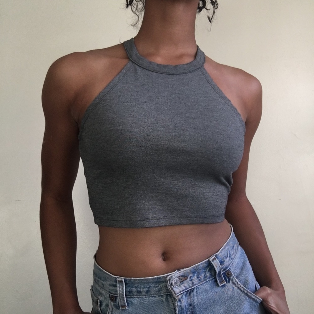 Gray Triangle Crop Top